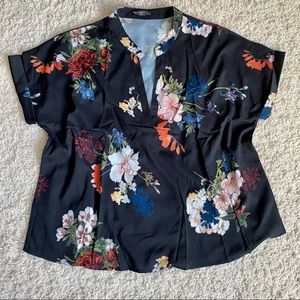 NWOT. Black Floral Shirt. Size 1X